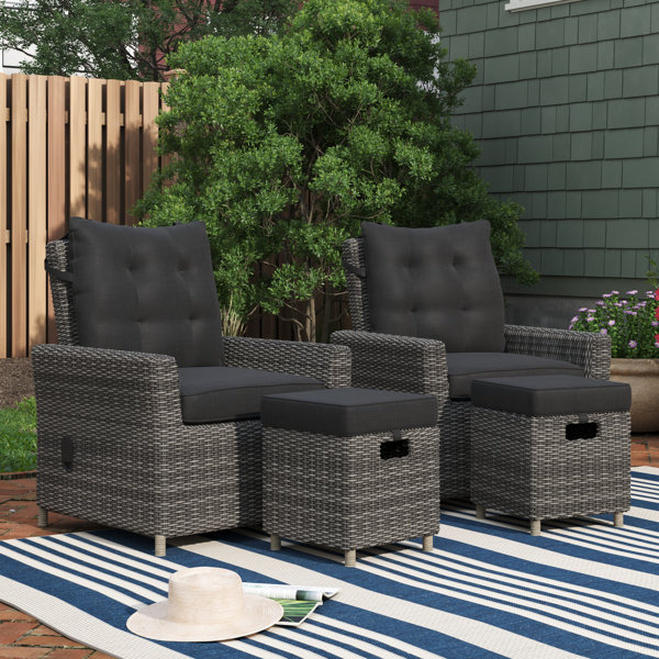 Bayou Breeze ASTI AllWeather Wicker 4 Pc Outdoor Seating Set With 2